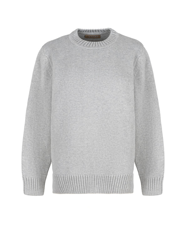 Sweater made of cotton in light-grey color