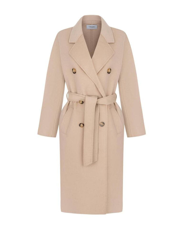 Double-breasted coat in beige color