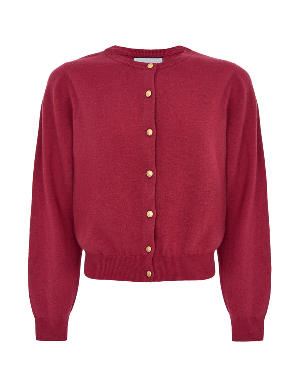 Wool cardigan in burgundy color