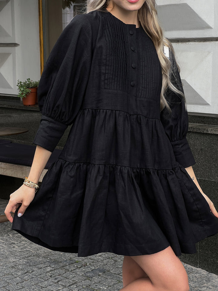 Linen dress in black
