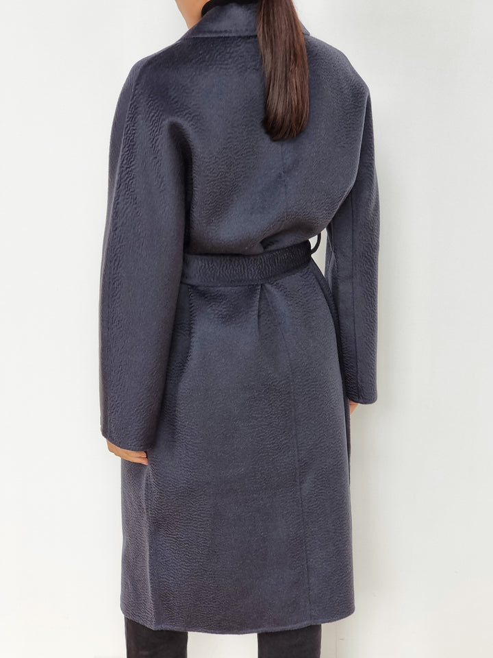 Кашемірове пальто з ґудзиками темно-синього кольору 
