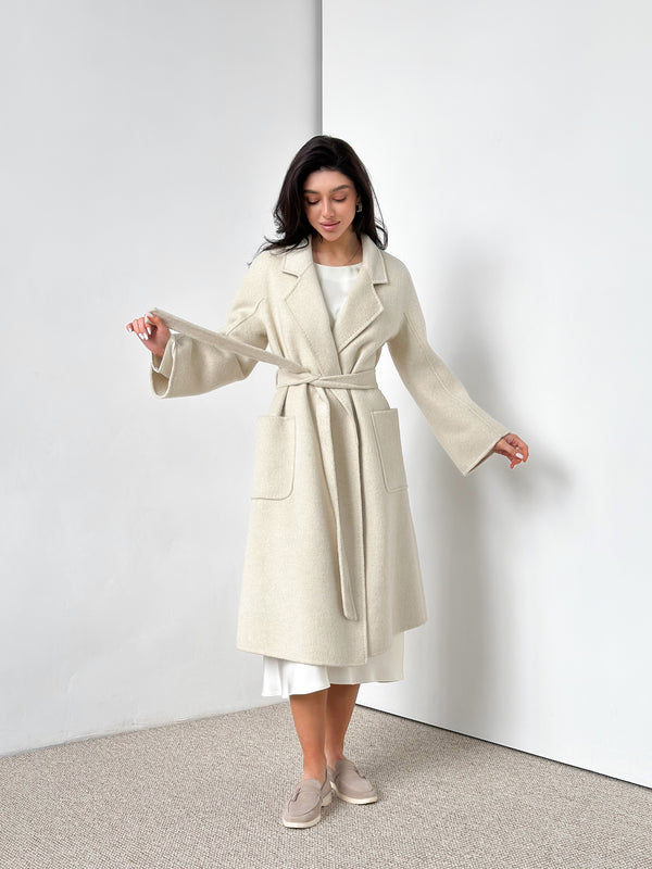 Wool coat in beige color