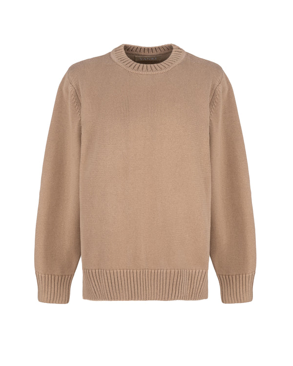 Sweater made of cotton in camel color